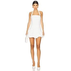 Lioness Sofia Mini Dress Porcelain White Halter Bubble Hem Size S